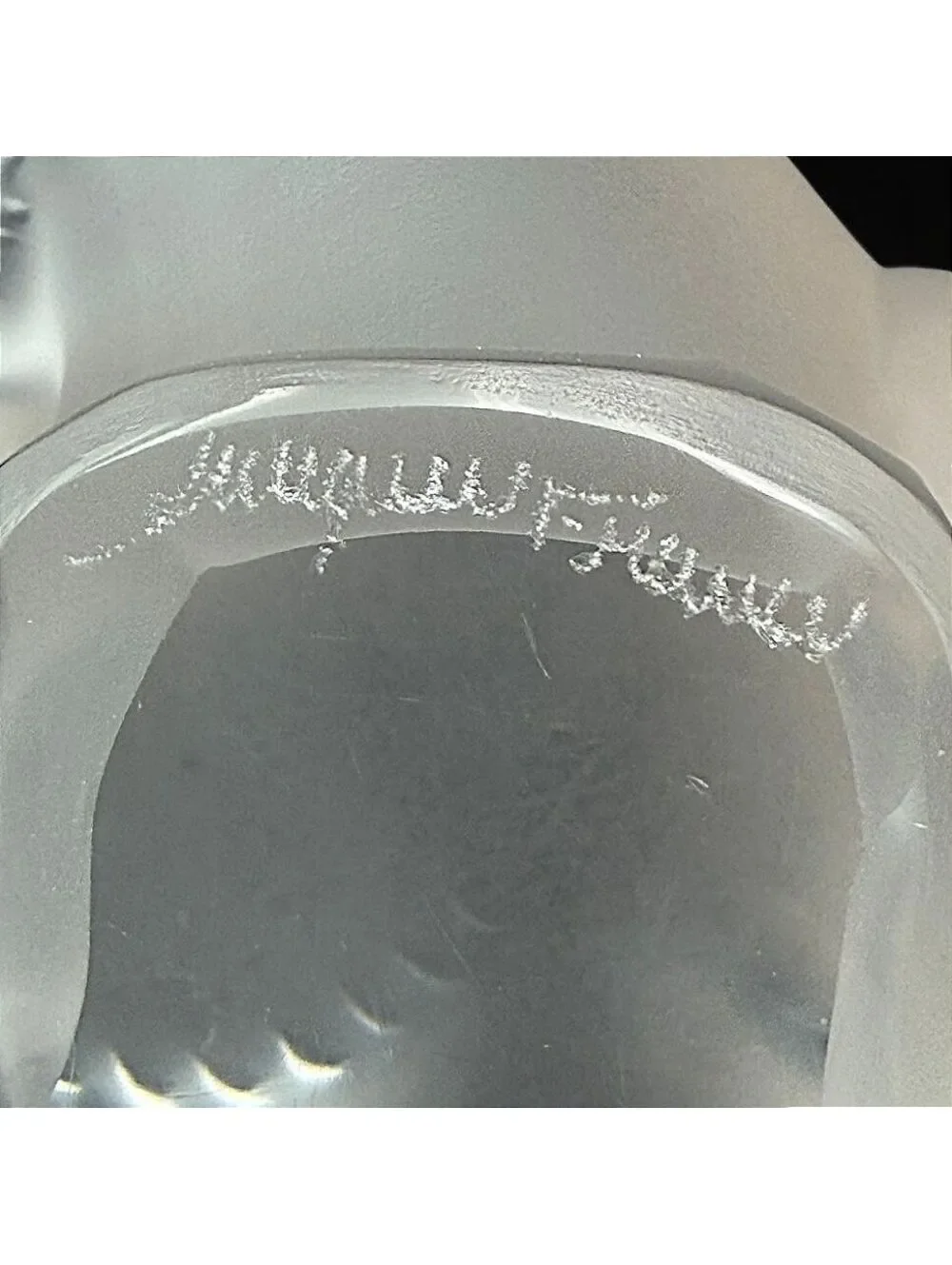 Vtg Lalique France Frosted Crystal Bird Figurine, Signed Satin Finish Sparrow